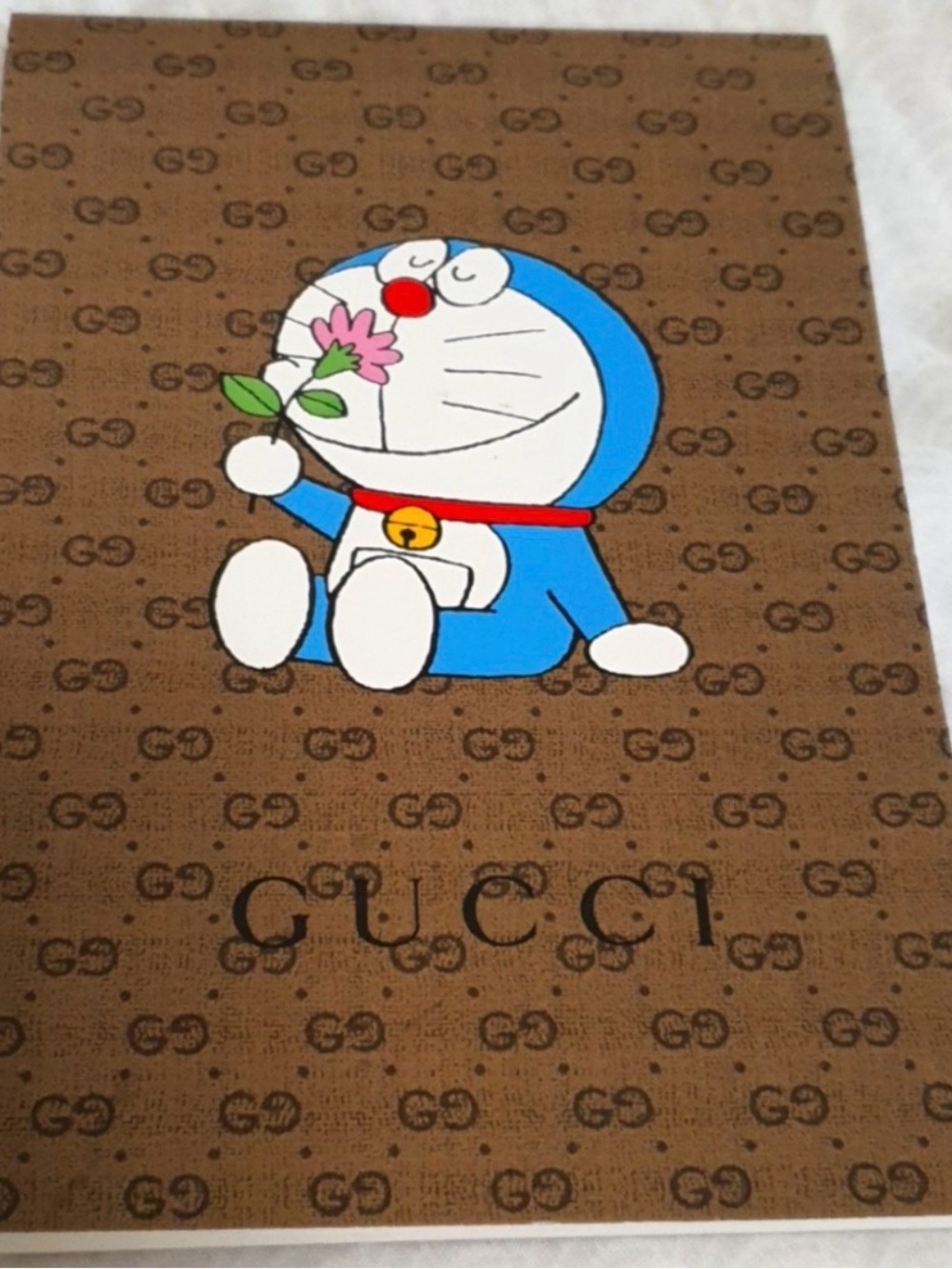 New Gucci Brown GG Monogram Notebook with Blue Doraemon Graphic - Picture 3 of 3